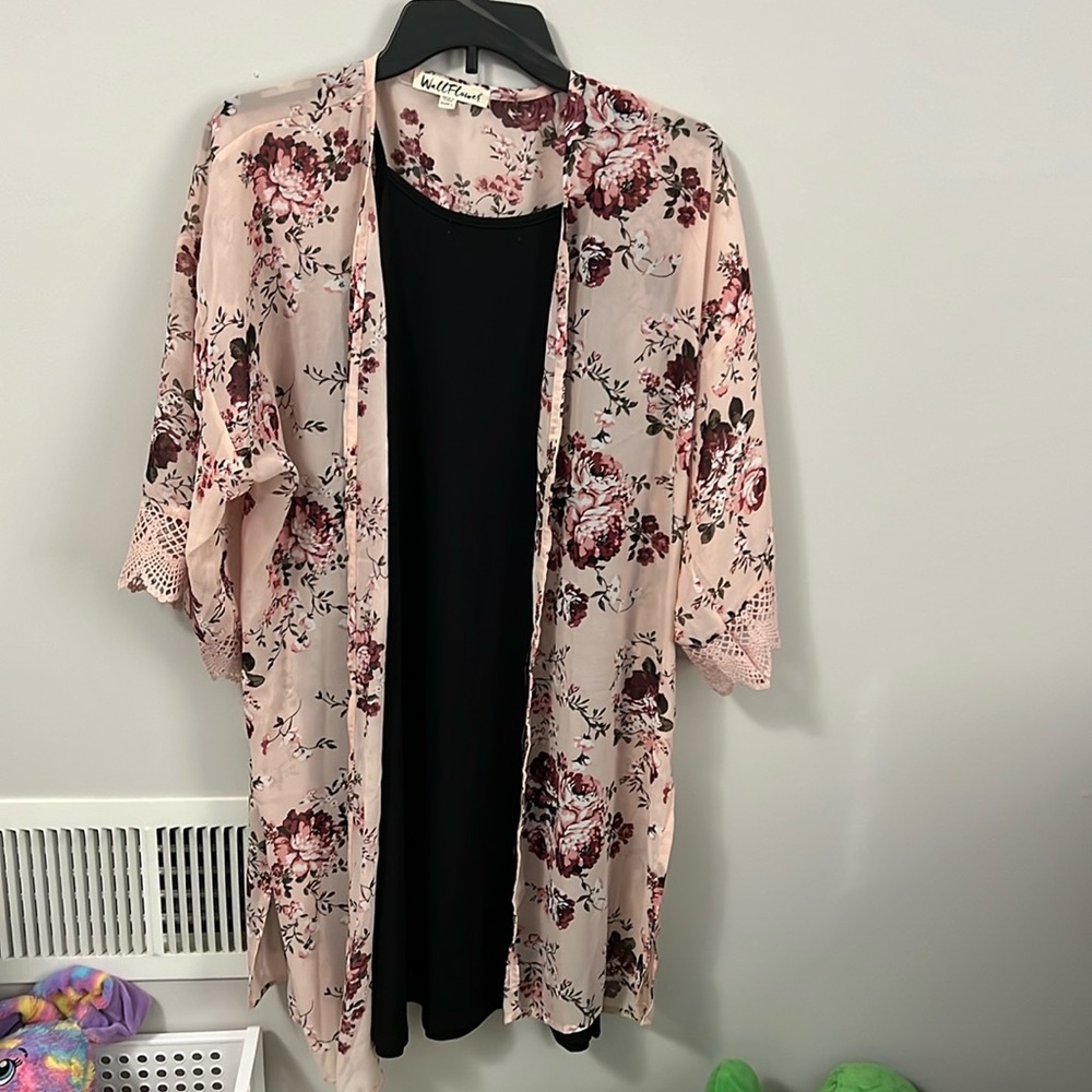 Floral kimono dress set pink wallflower